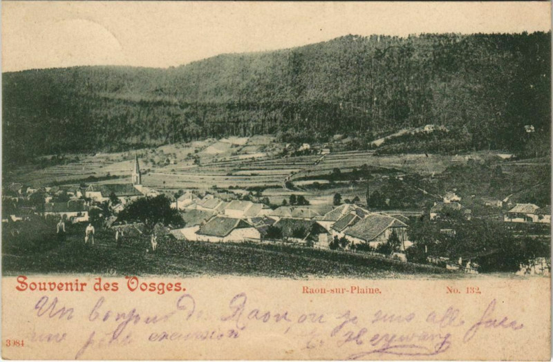 Carte postale ancienne Souvenir des Vosges - Raon-sur-Plaine à Raon-sur-Plaine