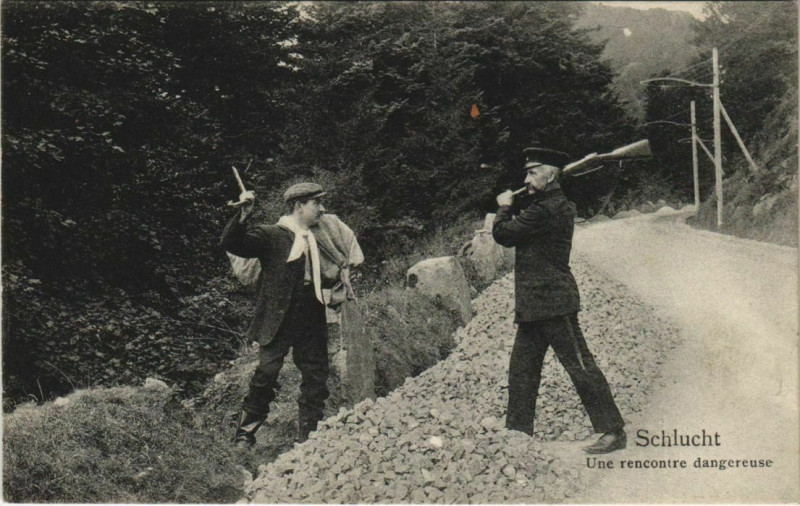 Carte postale ancienne Schlucht une rencontre dangereuse
