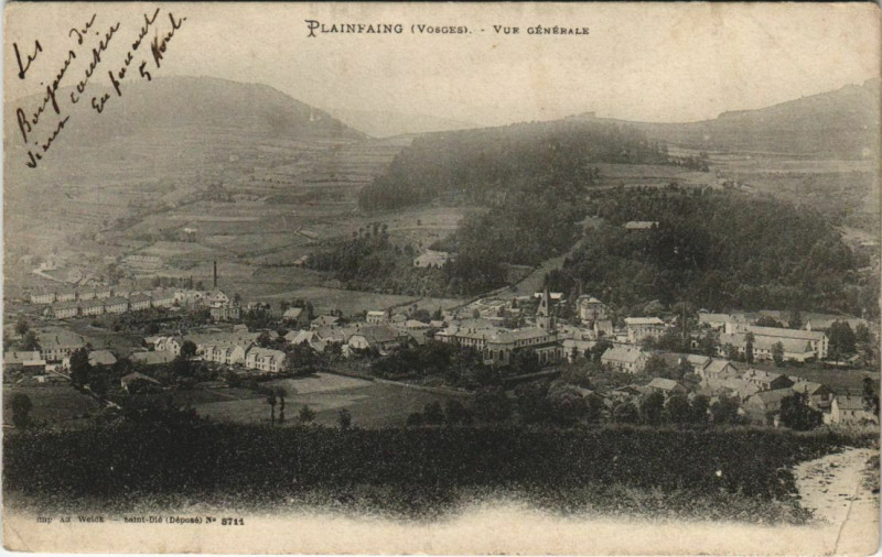 Carte postale ancienne Plainfaing - Vue générale à Plainfaing
