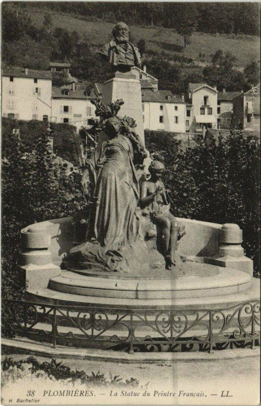 Carte postale ancienne Plombieres - La statue du peintre