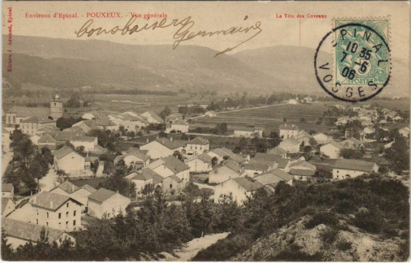 Carte postale ancienne Pouxeux - Vue générale à Pouxeux