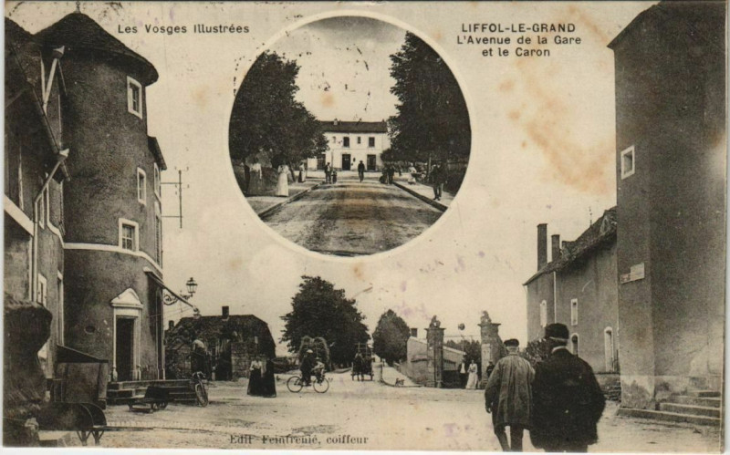 Carte postale ancienne Liffol-le-Grand Avenue de la Gare et le Caron à Liffol-le-Grand