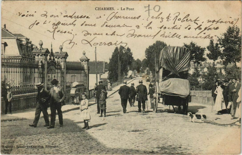 Carte postale ancienne Charmes - Le pont à Charmes