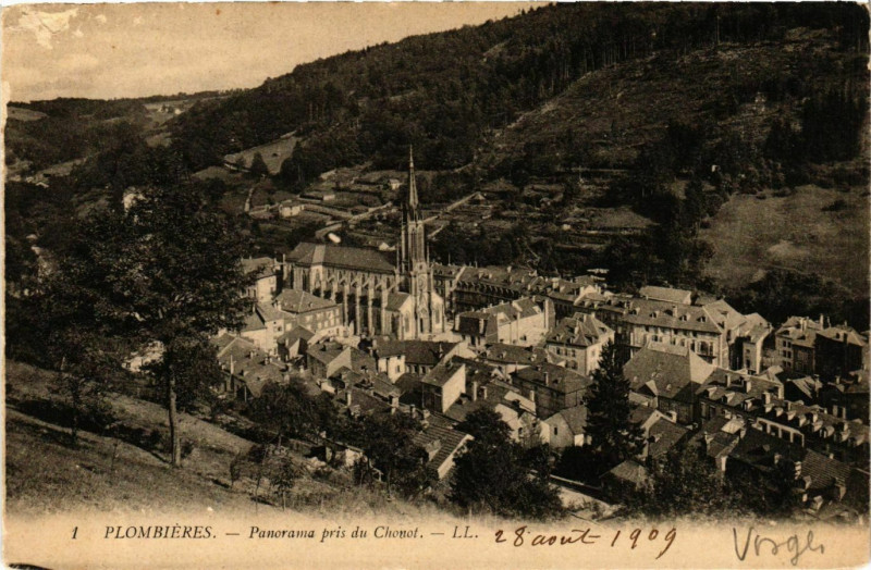 Carte postale ancienne Vosges Plombieres Panorama pris du Chonot