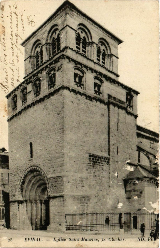 Carte postale ancienne Vosges Epinal Eglise Saint-Maurice le Clocher à Épinal