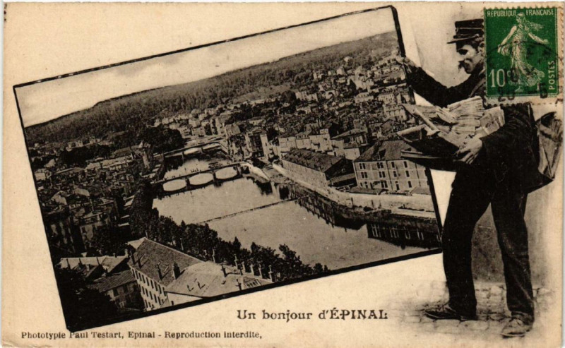 Carte postale ancienne Un bonjour d'Epinal
