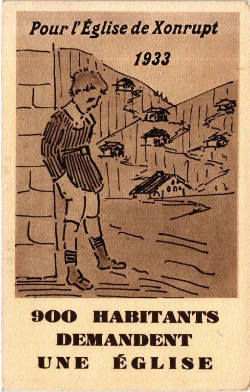 Carte postale ancienne Pour l'Eglise de Xonrupt 1933.