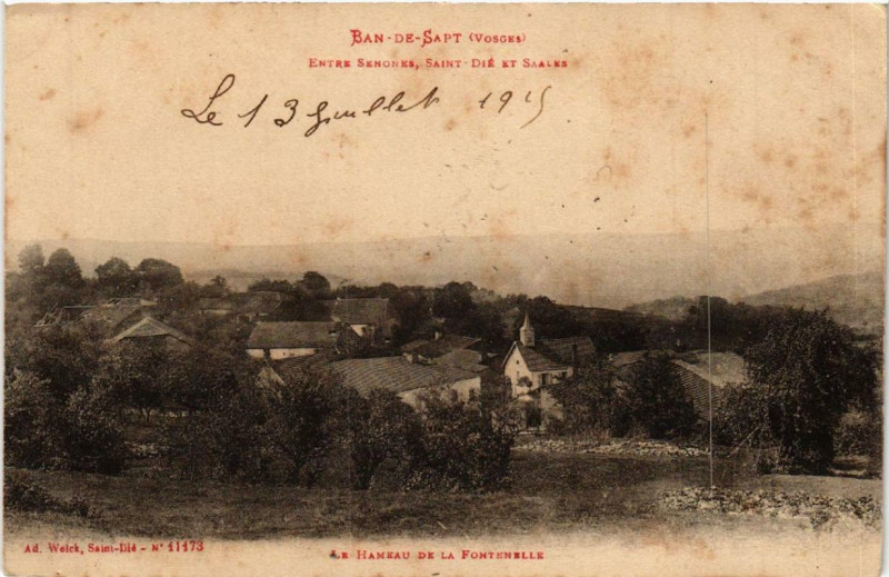 Carte postale ancienne Ban-de-Sapt Entre Senones - Saint-Die et Saales. à Ban-de-Sapt