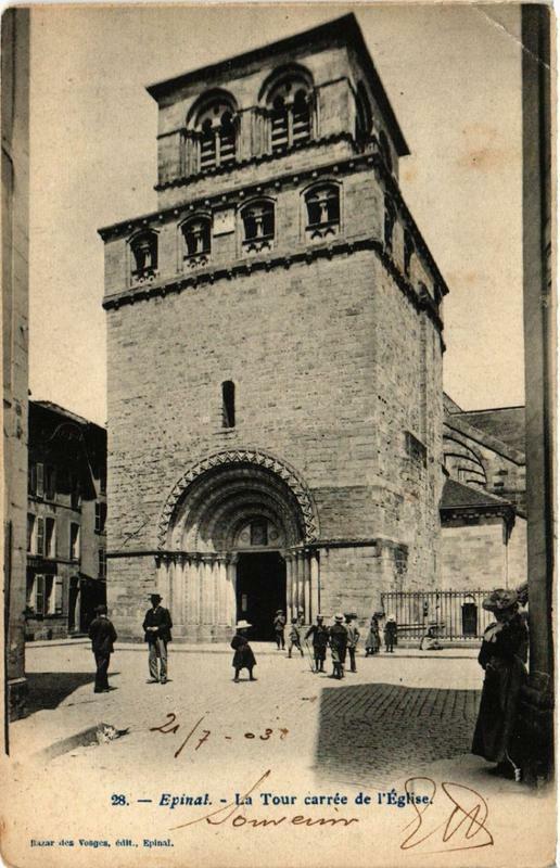 Carte postale ancienne Epinal La Tour carree de l'Eglise. à Épinal