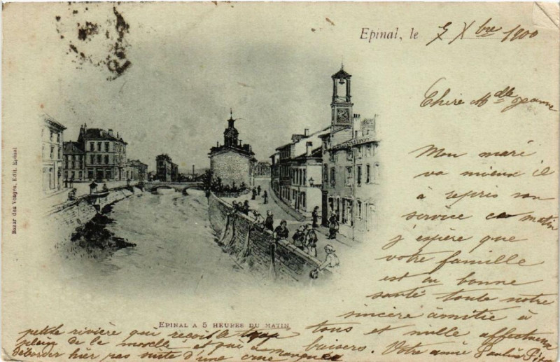 Carte postale ancienne Epinal 5 Heures du Matin. à Épinal