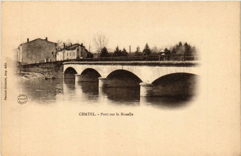 Carte postale ancienne Chatel Pont sur la Moselle.