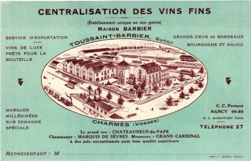 Carte postale ancienne Centralisation des Vins Fins.