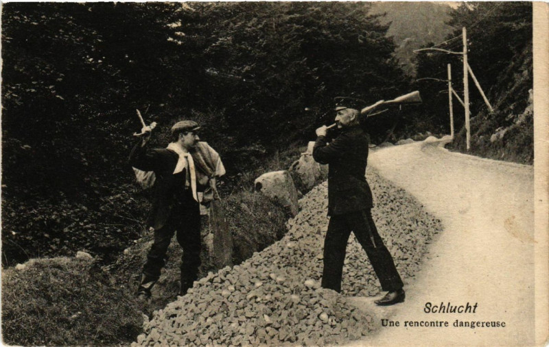 Carte postale ancienne Schlucht - Une rencontre dangereuse