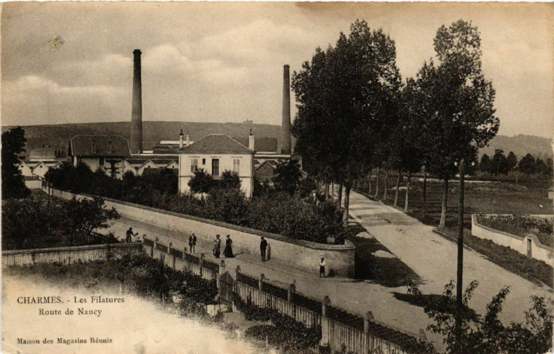 Carte postale ancienne Charmes - Les Filatures - Route de Nancy à Charmes