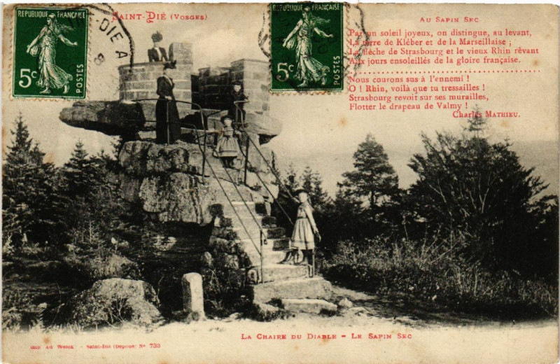 Carte postale ancienne Saint-Die - Chaire du Diable - Le Sapin Sec