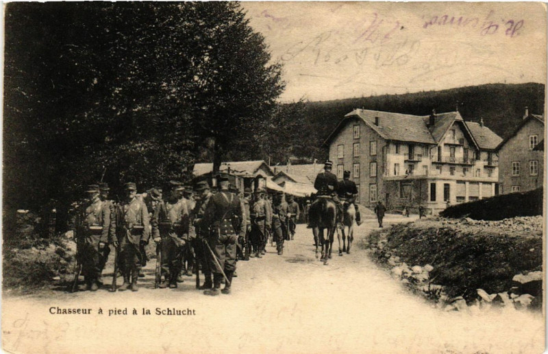 Carte postale ancienne Chasseurs a pied a La Schlucht