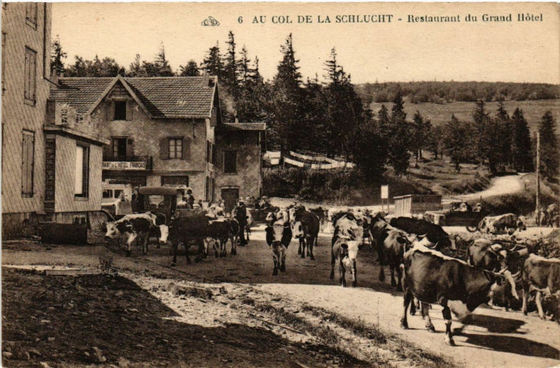 Carte postale ancienne Au Col de La Schlucht - Restaurant du Grand Hotel à Grand