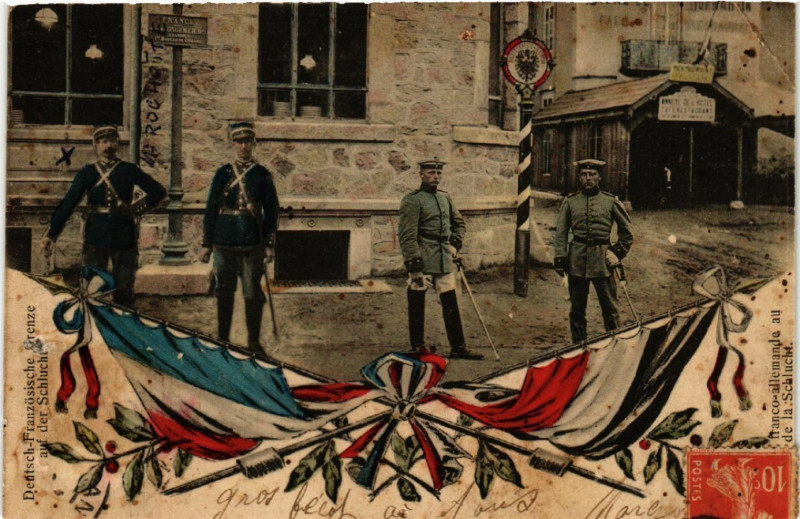 Carte postale ancienne Deutsch-Französische Grenze auf der Schlucht