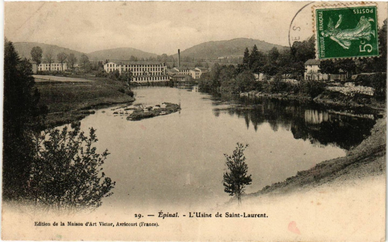 Carte postale ancienne Epinal - L'Usine de Saint-Laurent à Épinal