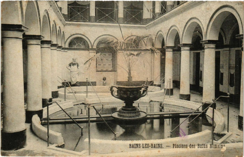Carte postale ancienne Bains-les-Bains - Piscines des Bains Romains