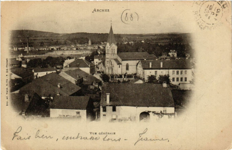 Carte postale ancienne Arches - Vue générale à Arches