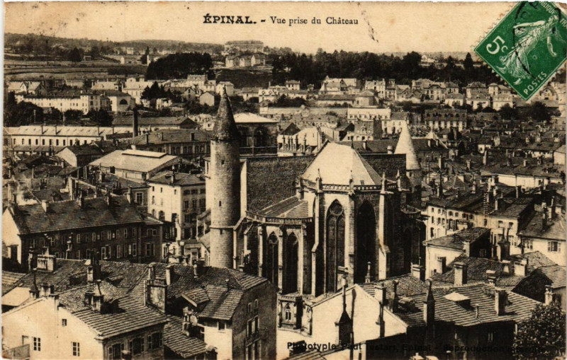 Carte postale ancienne Epinal - Vue prise du Chateau à Épinal