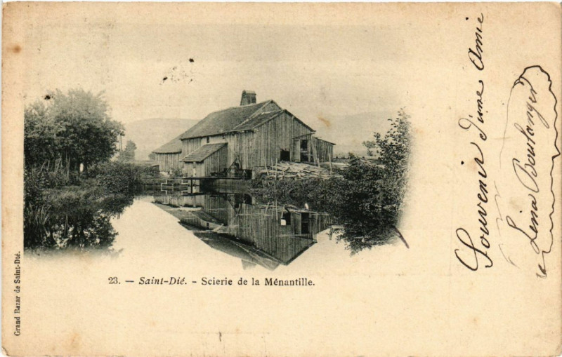 Carte postale ancienne Saint-Die - Scierie de la Ménantille