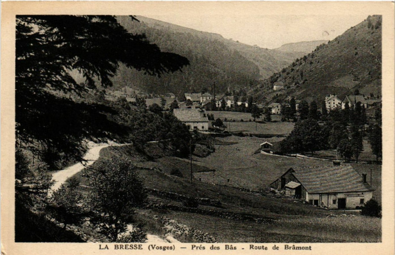 Carte postale ancienne La Bresse - pres des Bas - Route de Bramont à La Bresse