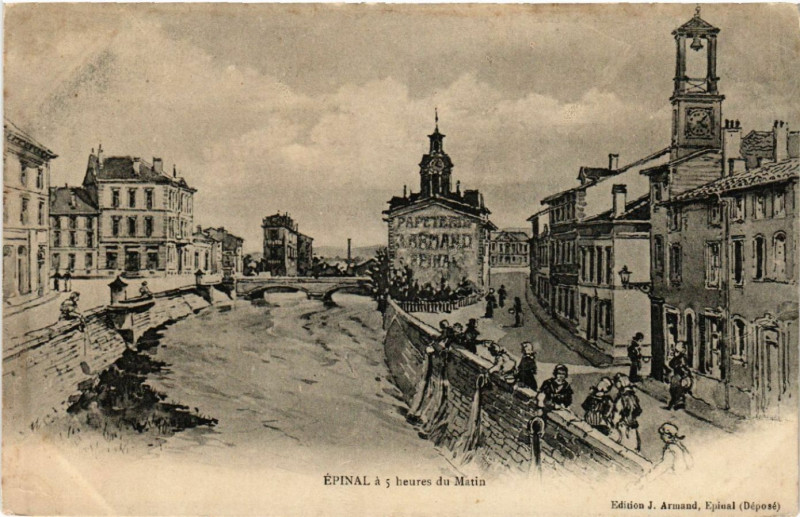 Carte postale ancienne Epinal a 5 heures du Matin à Épinal