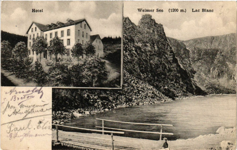 Carte postale ancienne Weisser See (1200 m) - Lac Blanc
