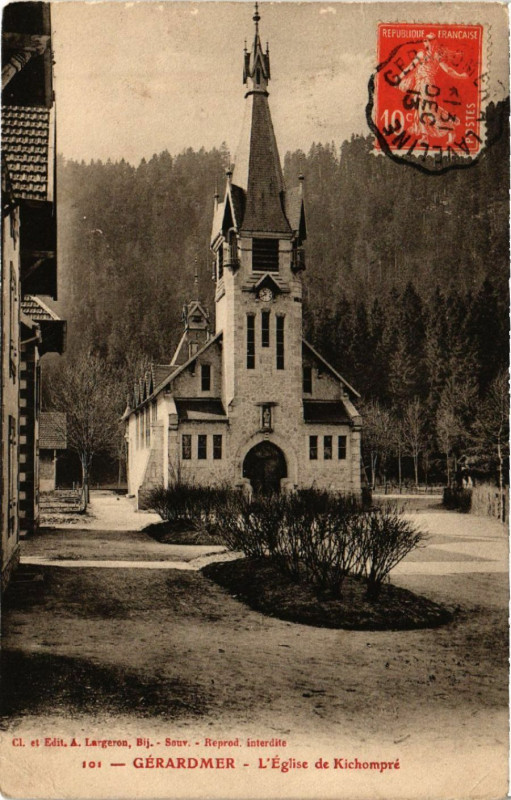 Carte postale ancienne Gerardmer - L'Eglise de Kichompre à Gérardmer