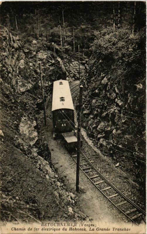 Carte postale ancienne Retournemer - Chemin de fer électrique du Hohneck.la Grande à Grand