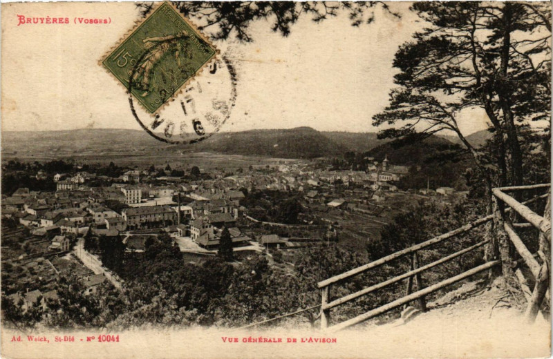 Carte postale ancienne 40041 Bruyeres vue générale de l'Avison à Bruyères