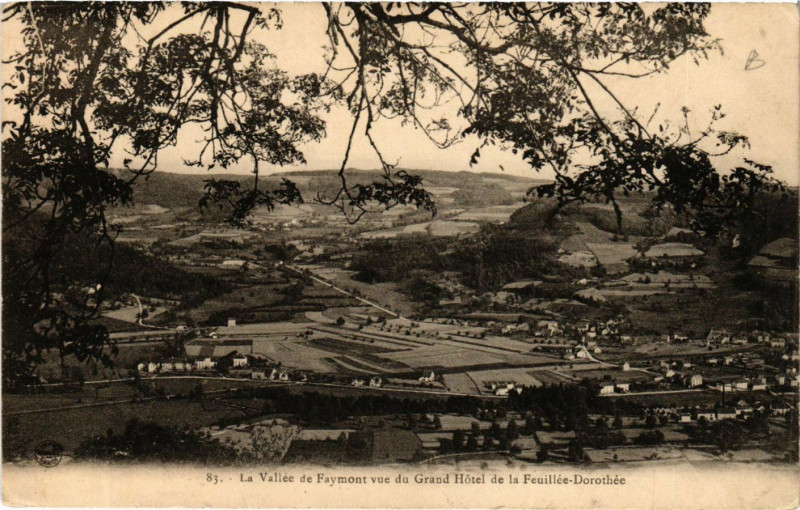 Carte postale ancienne La Valléee de Faymond vue du Grand Hotel de la Feuille-Dorothee à Grand