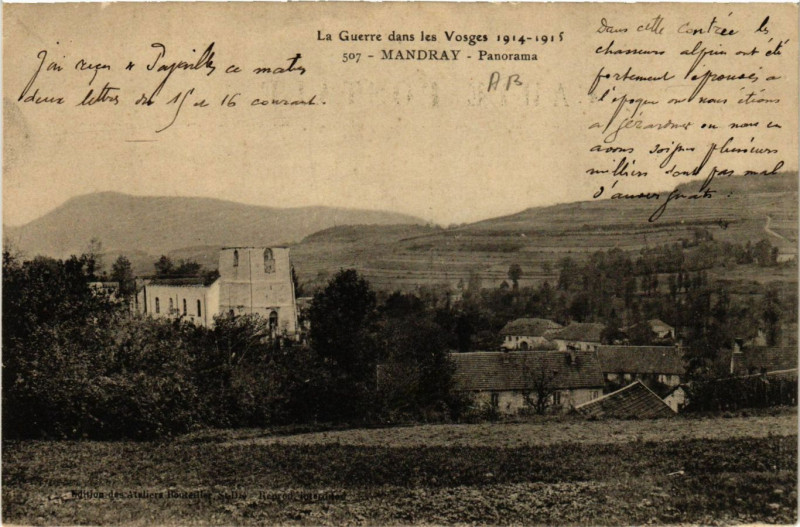 Carte postale ancienne La Guerre Mandray Panorama à Mandray