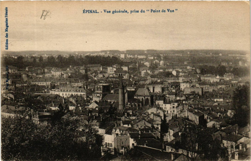 Carte postale ancienne Epinal Vue générale - prise du Pont de Vue à Épinal