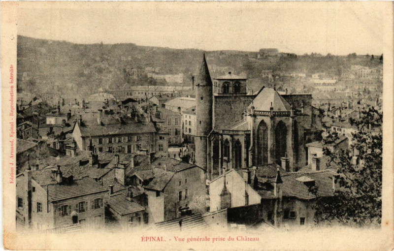 Carte postale ancienne Epinal Vue générale prise du Chateau à Épinal