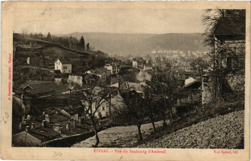 Carte postale ancienne Epinal Vue du Faubourg d'Amrail à Épinal