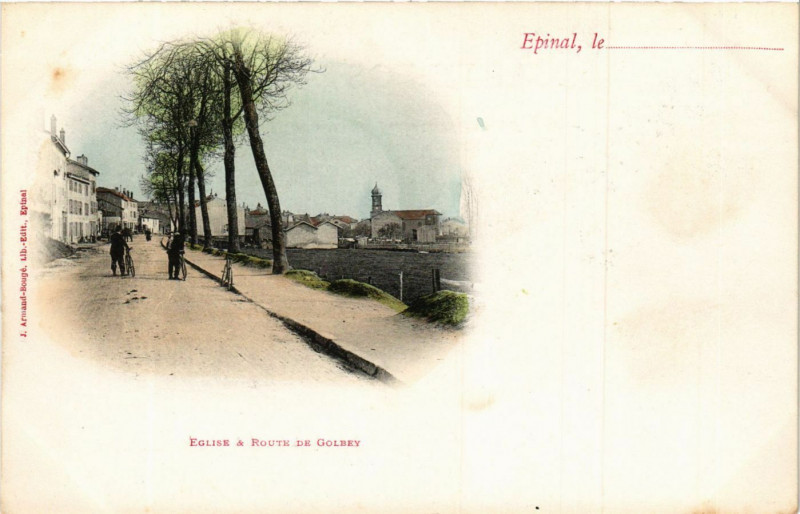 Carte postale ancienne Epinal Eglise a Rpute de Golbey à Épinal