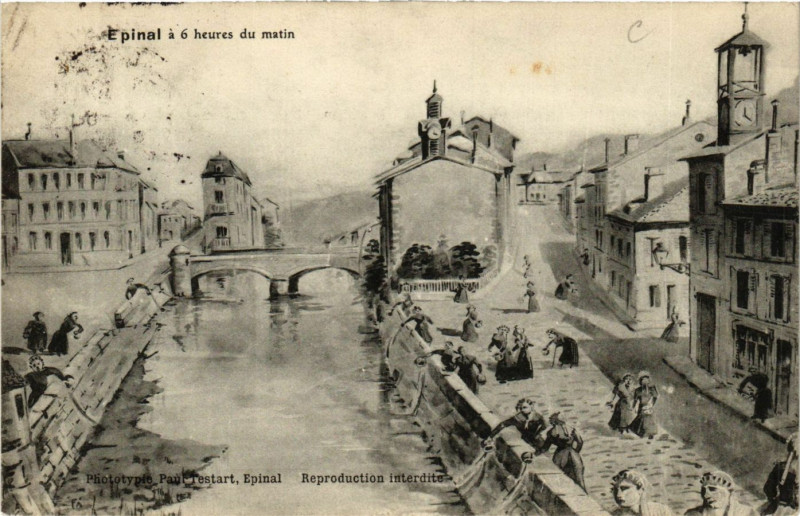 Carte postale ancienne Epinal a 6 heures du matin à Épinal
