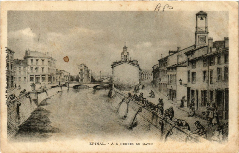 Carte postale ancienne Epinal a 5 heures du matin à Épinal