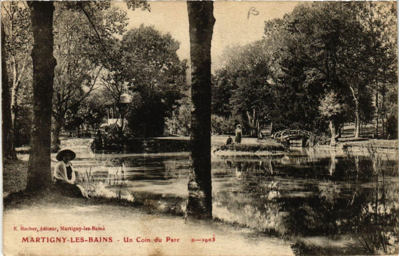 Carte postale ancienne Ed. E. Rocher. Martigny-les-Bains Un coin du Parc à Martigny-les-Bains