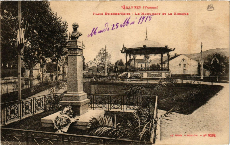 Carte postale ancienne Ad. Welck Granges Place Etienne-Seitz - Le Monument