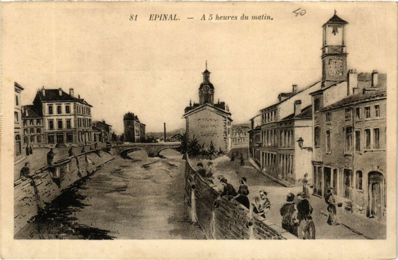Carte postale ancienne 81 Epinal a 5 heures du matin à Épinal