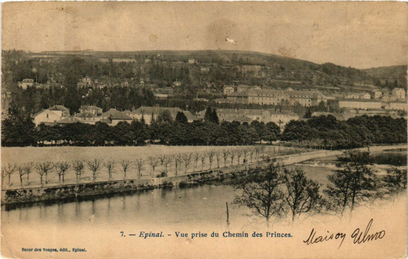 Carte postale ancienne 7 Epinal Vue prise du Chemin des Princes à Épinal