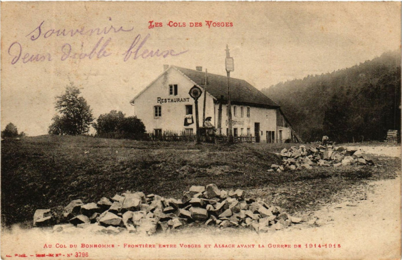Carte postale ancienne 3796 au Col du Bonhomme Frontiere