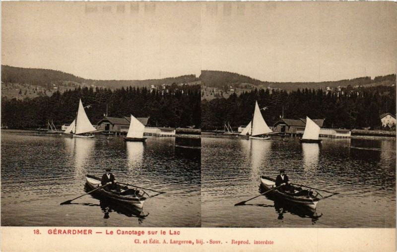 Carte postale ancienne Gerardmer Le Canotage sur le Lac à Gérardmer