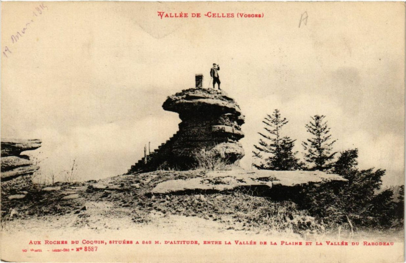 Carte postale ancienne Valléee de Celles Aux rochers du Coquin