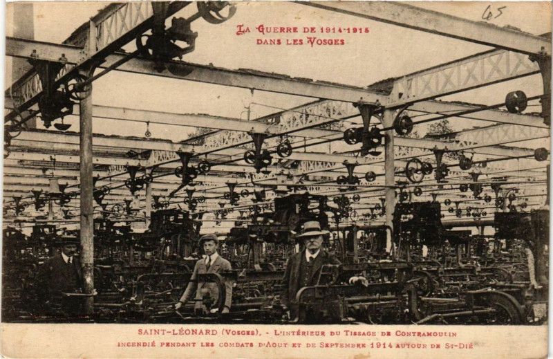 Carte postale ancienne Saint-Leonard L'Interieure du Tissage de Contramoulin à Saint-Léonard