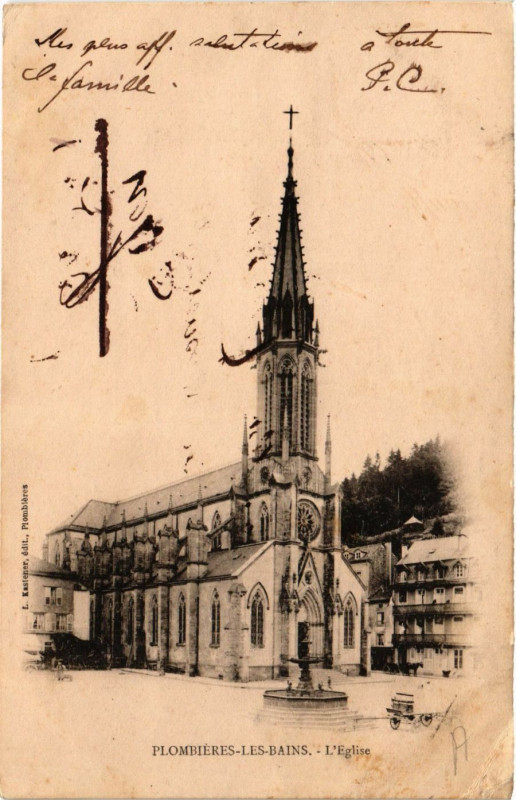 Carte postale ancienne Plombieres-les-Bains L'Eglise à Plombières-les-Bains